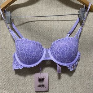 Savage X Fenty Not Sorry Lightly Lined Lace Balconette Bra, 34B